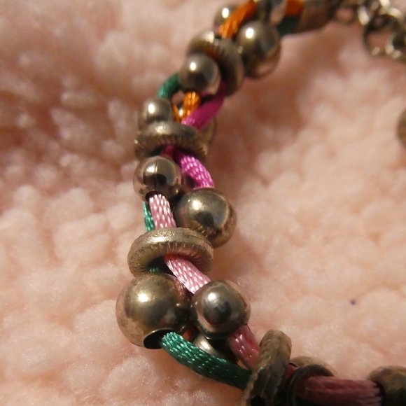 Unicorn Bracelet With Fishbone and Star | Pink, Orange and Green String | Beads - Picture 3 of 10